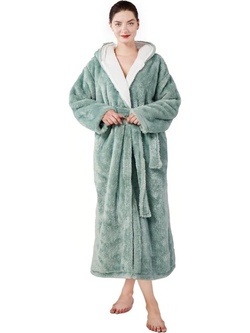 Cozy Hooded Winter Robe with Pockets | Soft Plush Bathrobe for Women, Spa Lounge